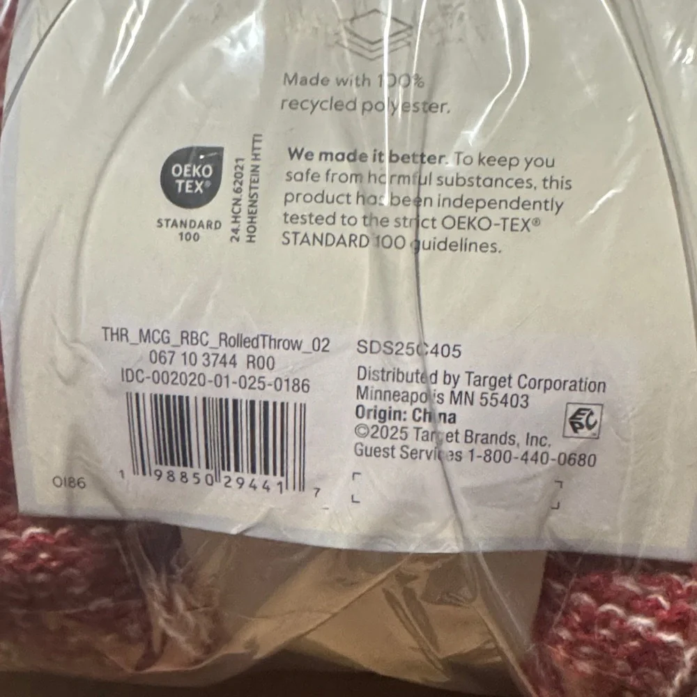 Threshold Studio McGee Grid Knit Throw Blanket Red Soft Cozy 50 in x 60 in